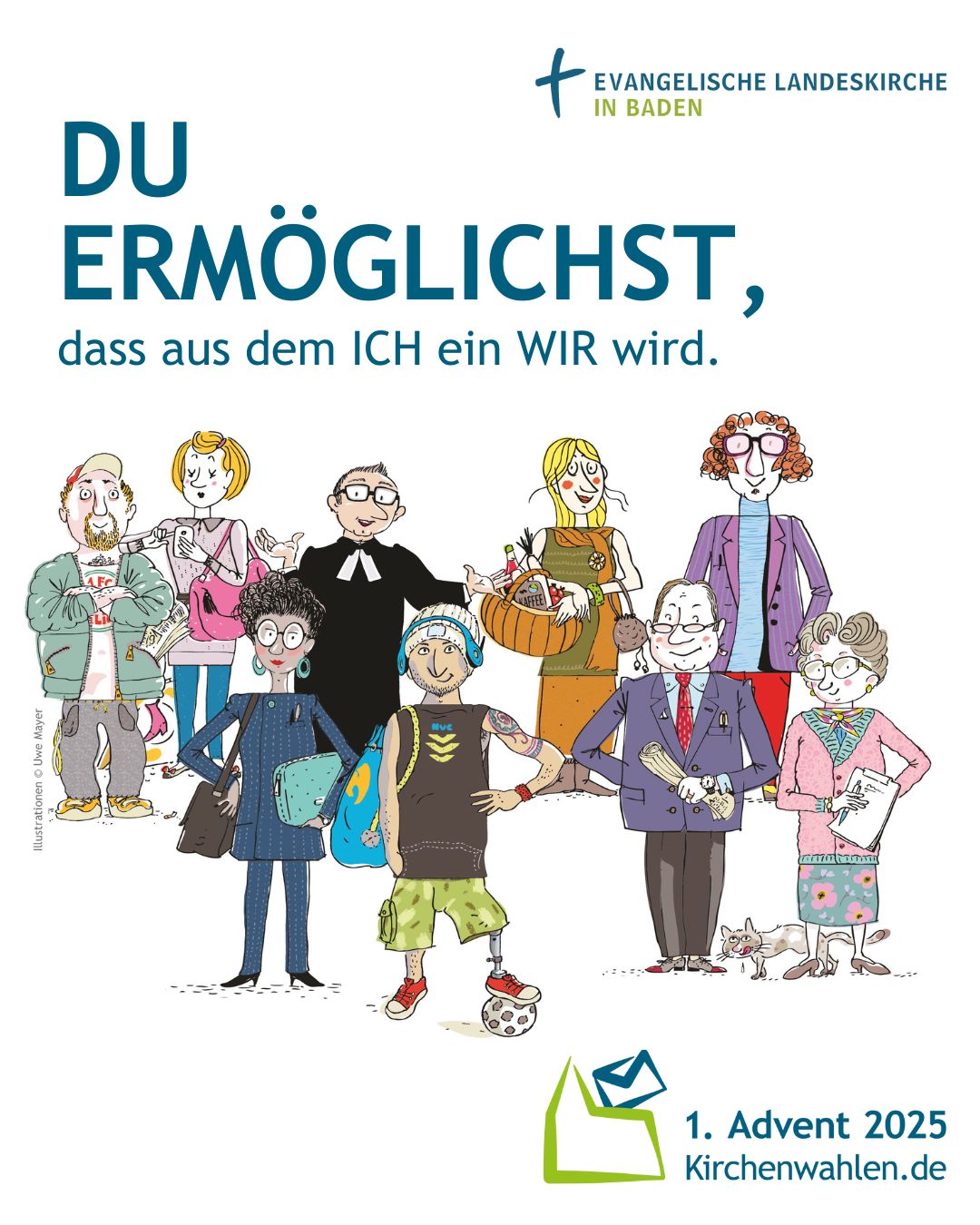 Flyer zu den Kirchenwahlen 2025.