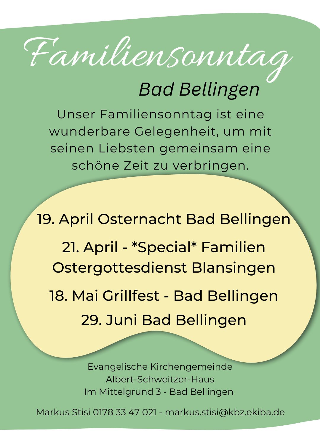 Flyer zum Familiensonntag.